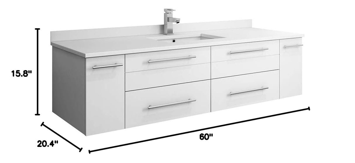 Fresca FCB6160WH-UNS-CWH-U Cabinet with Integrated  Sink