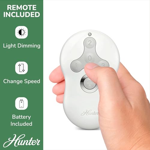 Hunter Fan Dempsey Low Profile Ceiling Fans with Lights and Remote, Flush Mount Ceiling Fan with Lights, Metal, Brushed Nickel Finish, 44 Inch LED