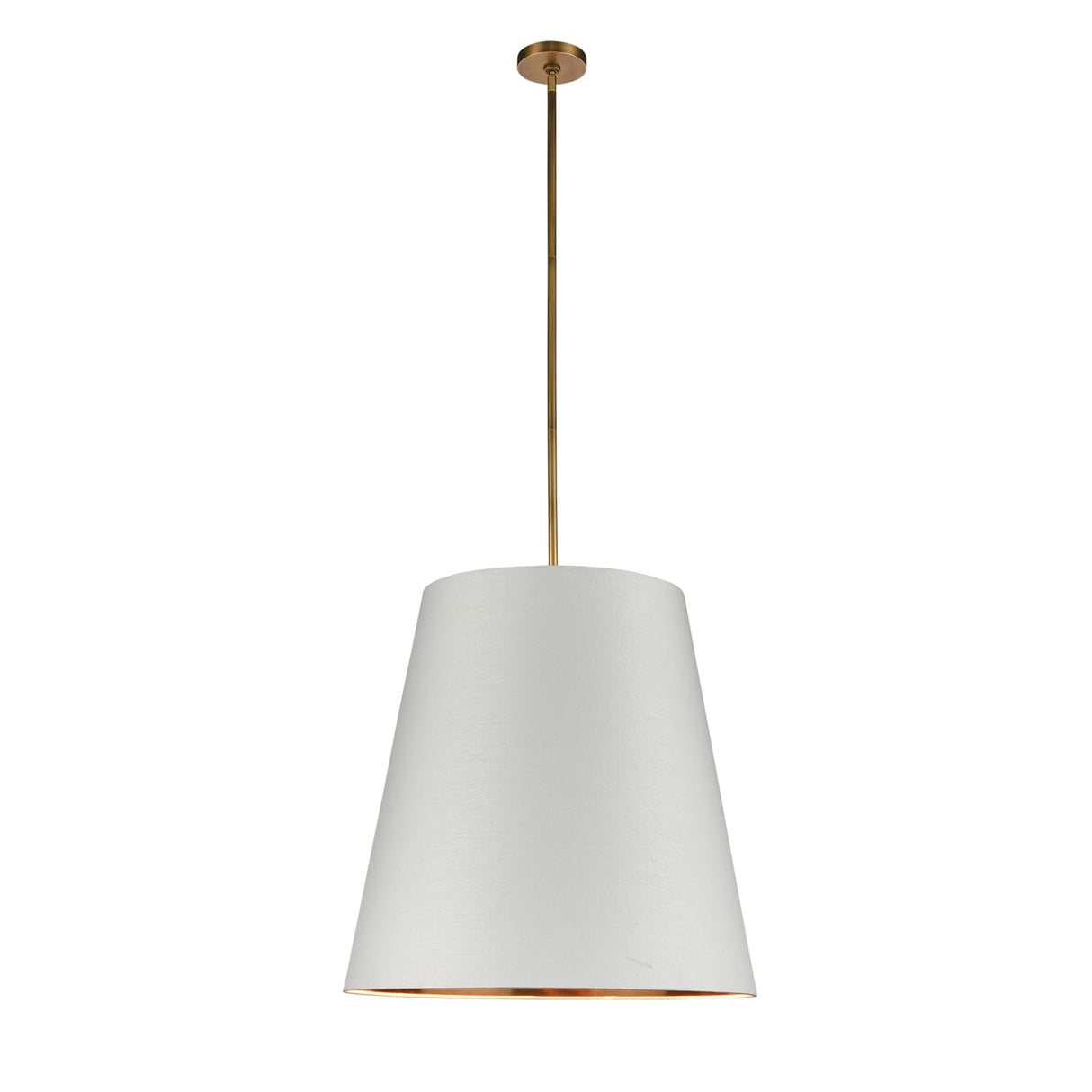 Alora PD311025VBWG CALOR PENDANT 3 LIGHT VINTAGE BRASS WHITE LINEN WITH GOLD PARCHMENT