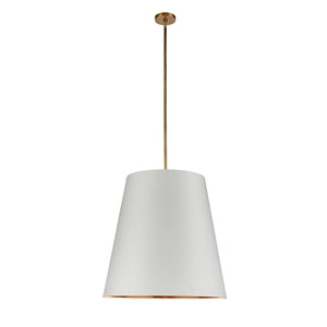 Alora PD311025VBWG CALOR PENDANT 3 LIGHT VINTAGE BRASS WHITE LINEN WITH GOLD PARCHMENT