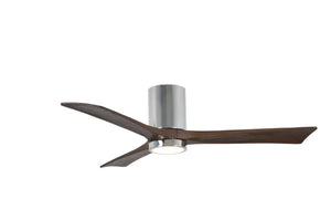 Matthews Fan IR3HLK-CR-WA-52 Irene-3HLK three-blade flush mount paddle fan in Polished Chrome finish with 52” solid walnut tone blades and integrated LED light kit.