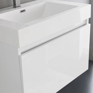 Fresca FVN8007WH Fresca Mezzo 30" White Wall Hung Modern Bathroom Vanity w/ Medicine Cabinet