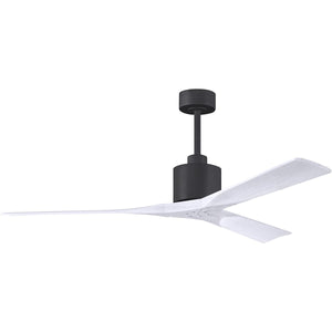 Matthews Fan NK-BK-MWH-60 Nan 6-speed ceiling fan in Matte Black finish with 60” solid matte white wood blades