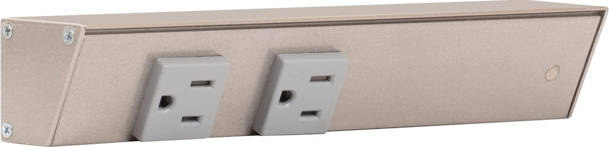 Task Lighting APT9-2G-P-SN-R 9" APT Series Slim Angle Power Strip, Right Entry, Satin Nickel Finish, Grey Receptacles