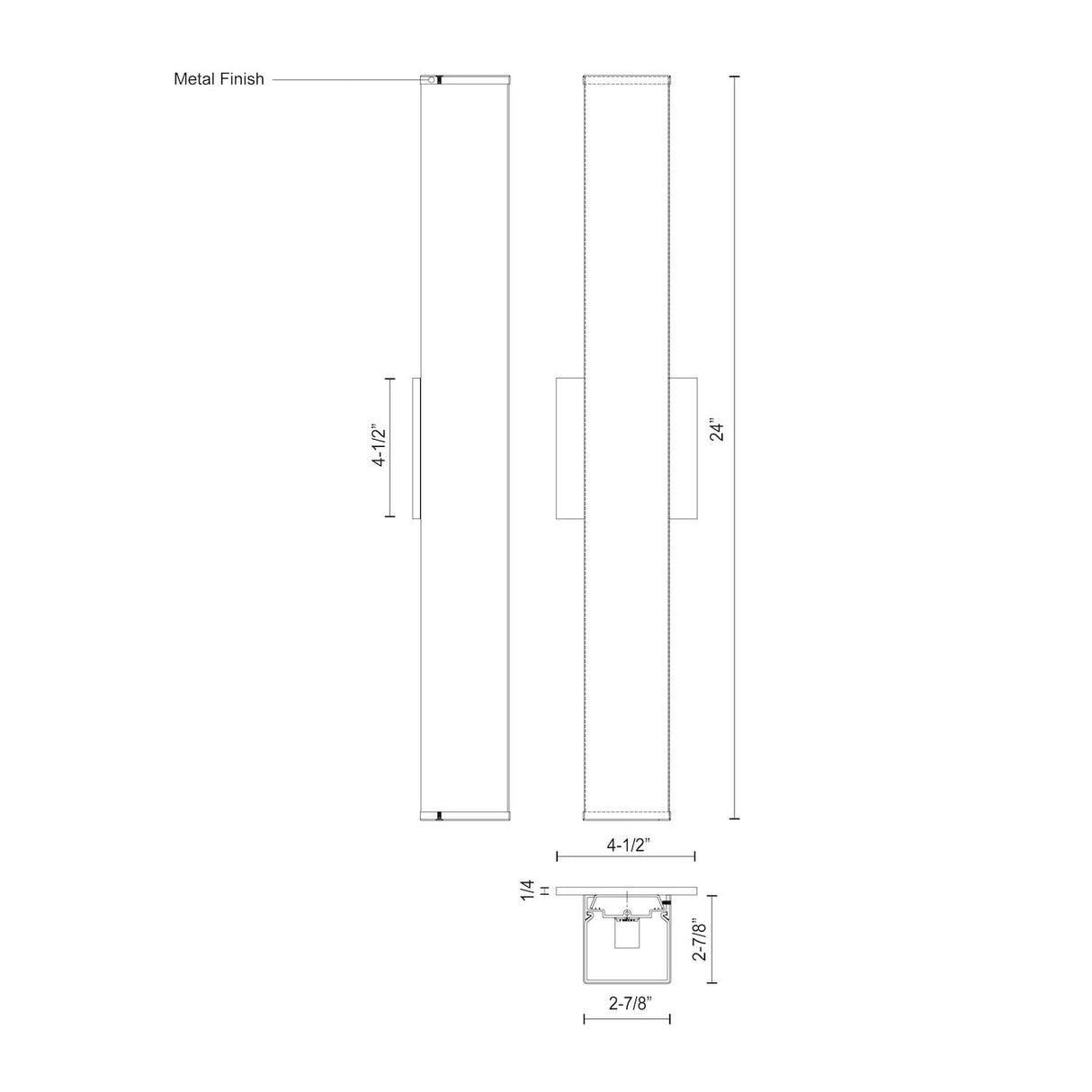 Kuzco VL62224-BK JANE 24" VL Black 120V ELV LED 3000K 90CRI 31W