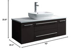 Fresca FCB6142ES-VSL-CWH-V Fresca Lucera 42" Espresso Wall Hung Modern Bathroom Cabinet w/ Top & Vessel Sink