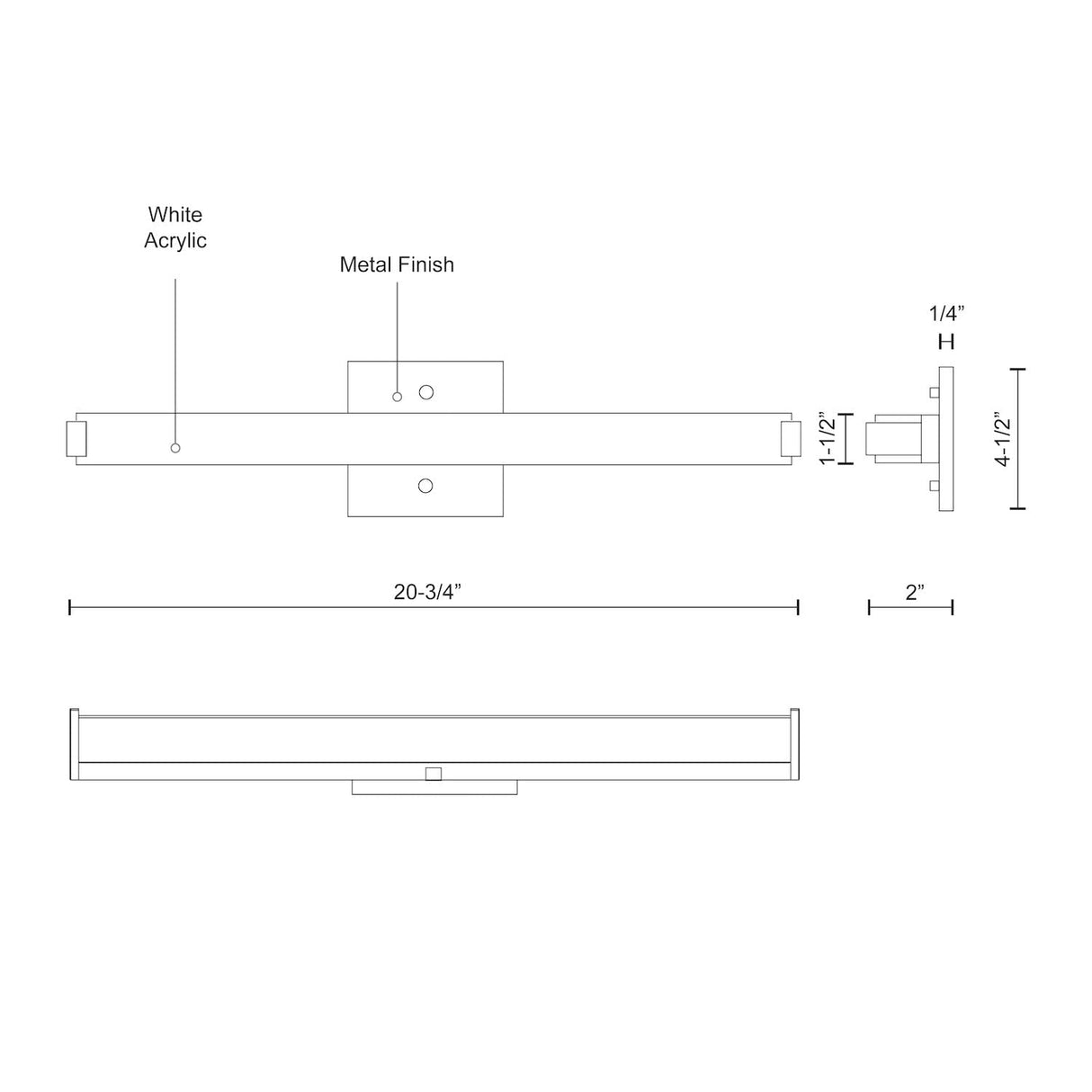 Kuzco VL4721-CH LED VAN REC WH ACRY 1600LM 19W CH