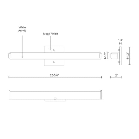 Kuzco VL4721-CH LED VAN REC WH ACRY 1600LM 19W CH