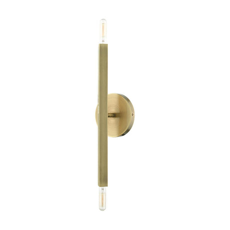 Livex Lighting 46981-01 Monaco Collection 2-Light ADA Wall Sconce Light with Exposed Bulbs, Antique Brass, 5.13 x 16