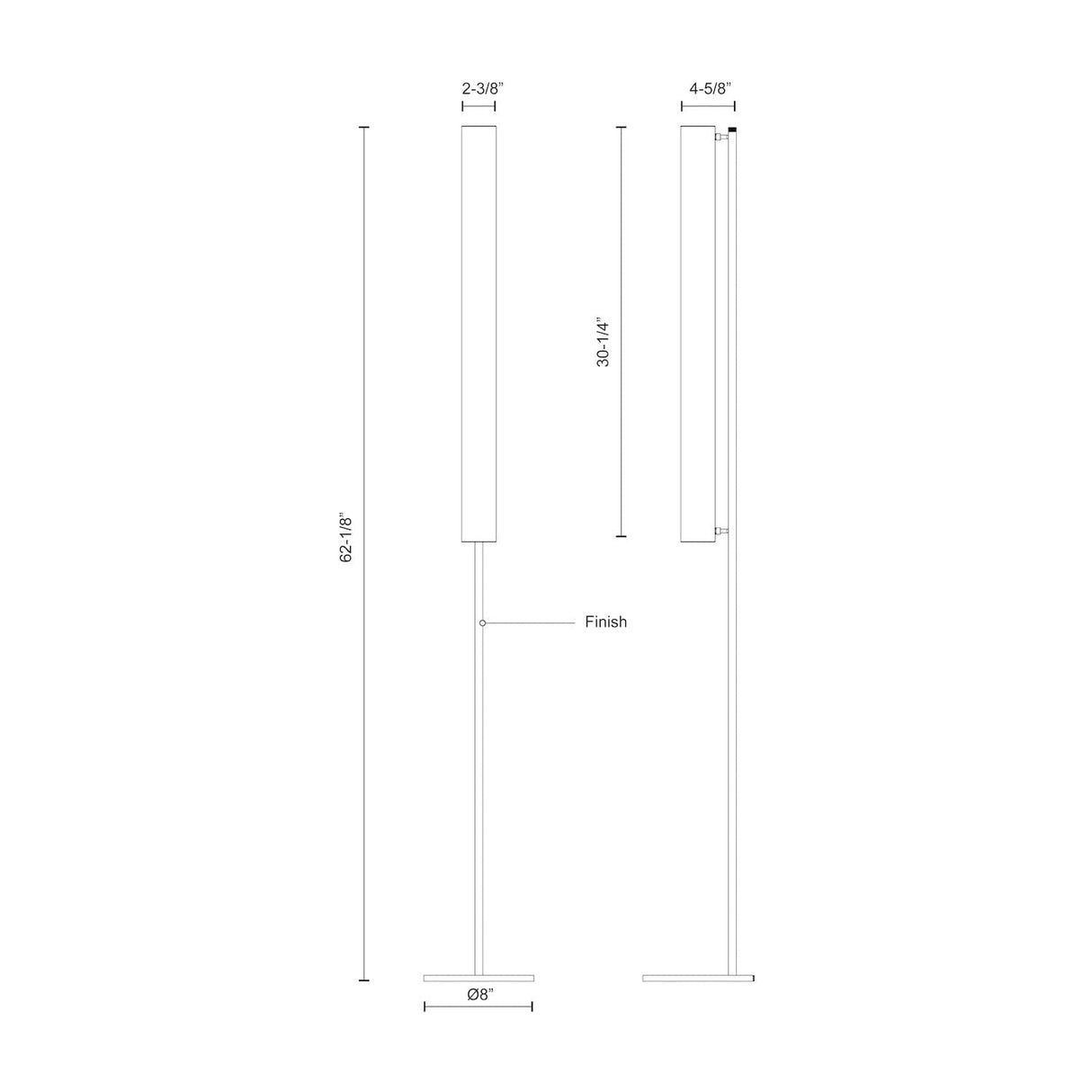 Kuzco FL70155-BK GRAMERCY 55" FL Black 120V Touch dimmer LED 3000K 90CRI 25W