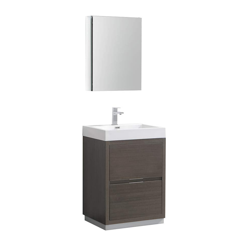 Fresca FVN8424GO Fresca Valencia 24" Gray Oak Free Standing Modern Bathroom Vanity w/ Medicine Cabinet