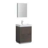 Fresca FVN8424GO Fresca Valencia 24" Gray Oak Free Standing Modern Bathroom Vanity w/ Medicine Cabinet