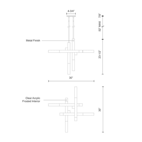 Kuzco PD53330-CH MARTELO 30" PD Chrome 120V ELV LED 3000K 90CRI 56W