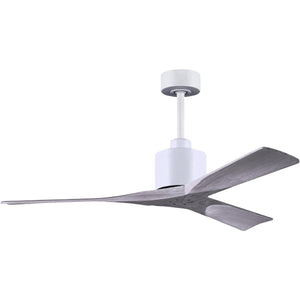 Matthews Fan NK-MWH-BW-52 Nan 6-speed ceiling fan in Matte White finish with 52” solid barn wood tone wood blades