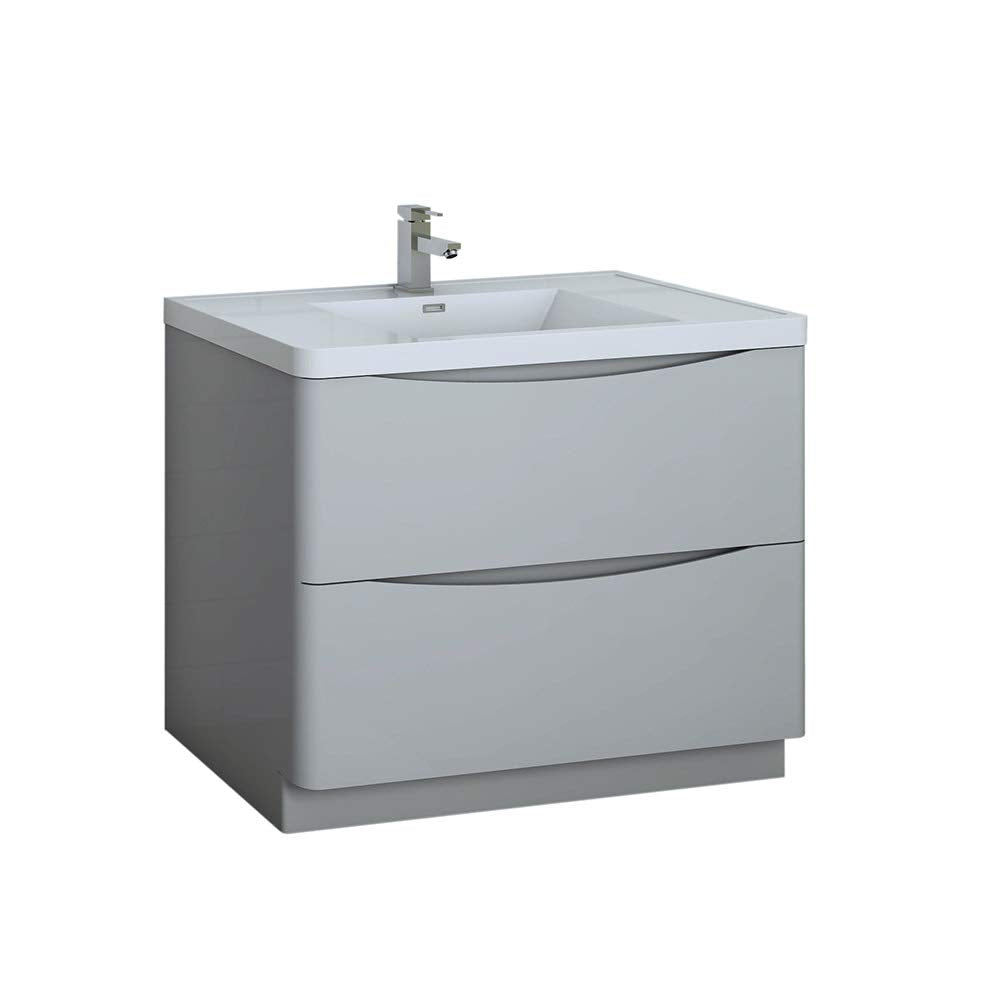 Fresca FCB9140GRG-I Fresca Tuscany 40" Glossy Gray Free Standing Modern Bathroom Cabinet w/ Integrated Sink