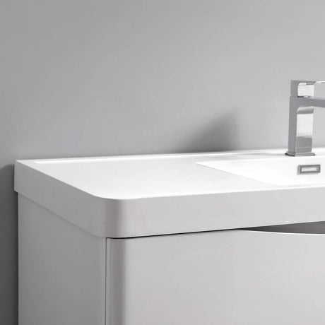 Fresca FCB9032GRG-I Fresca Tuscany 32" Glossy Gray Wall Hung Modern Bathroom Cabinet w/ Integrated Sink