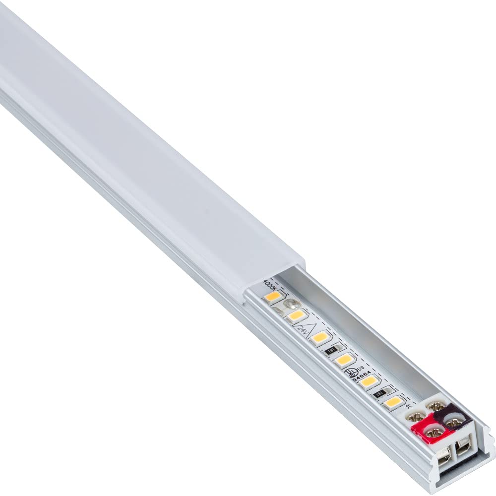 Task Lighting LV2P724V45-11W4 42-1/16" 631 Lumens 24-volt Standard Output Linear Fixture, Fits 45" Wall Cabinet, 11 Watts, Flat 007 Profile, Single-white, Cool White 4000K