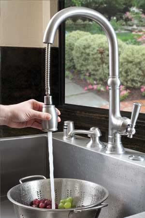 Newport Brass 2470-5103 Jacobean Kitchen Faucet with Metal Lever Handle and Pull, Polished Chrome