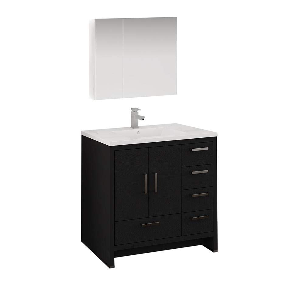 Fresca FVN9436DGO-R Fresca Imperia 36" Dark Gray Oak Free Standing Modern Bathroom Vanity w/ Medicine Cabinet - Right Version