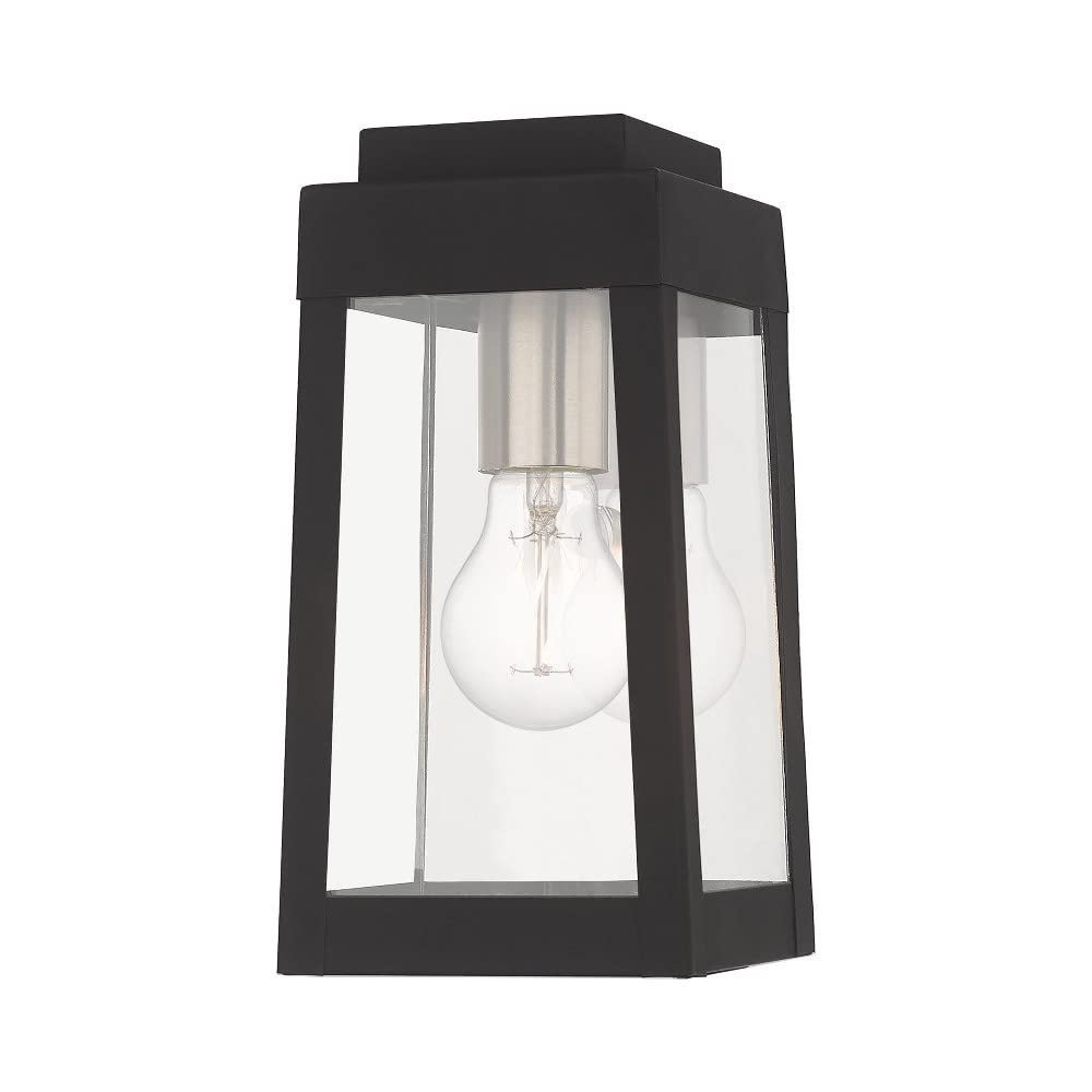 Livex Lighting 20851-04 Oslo - 9.5" One Light Outdoor Wall Lantern, Black Finish with Clear Glass,Medium