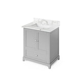 Jeffrey Alexander VKITADD30GRCQR 30" Grey Addington Vanity, Calacatta Vienna Quartz Vanity Top, undermount rectangle bowl