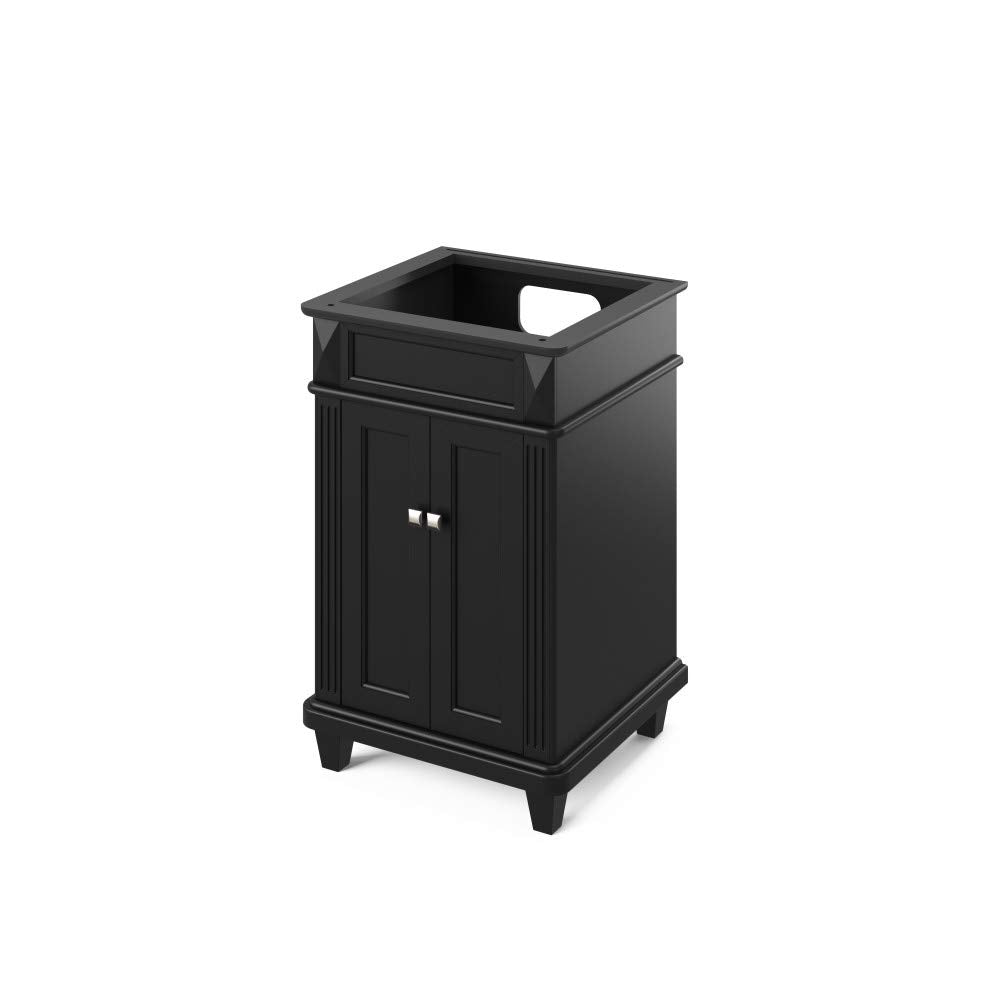 Jeffrey Alexander VKITDOU24BKWCR 24" Black Douglas Vanity, White Carrara Marble Vanity Top, undermount rectangle bowl