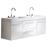 Fresca FCB8013WH-I Fresca Opulento 54" White Modern Double Sink Cabinet w/ Integrated Sinks