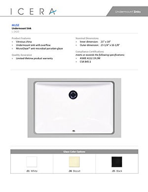 Icera L-2420.01 Muse Undermount 21 x 14, White