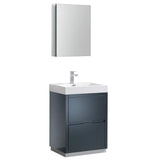 Fresca FVN8424GG Fresca Valencia 24" Dark Slate Gray Free Standing Modern Bathroom Vanity w/ Medicine Cabinet