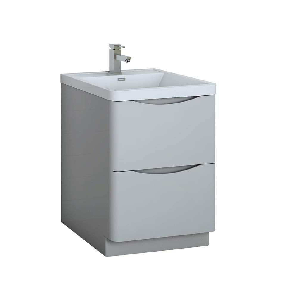 Fresca FCB9124GRG-I Fresca Tuscany 24" Glossy Gray Free Standing Modern Bathroom Cabinet w/ Integrated Sink