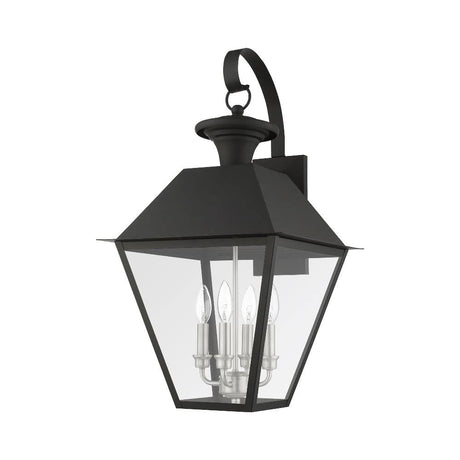 Livex Lighting 27222-04 Wentworth Collection 4 Light Outdoor Wall Lantern, Black with Brushed Nickel Finish Cluster