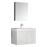 Fresca FVN8089WH Fresca Vista 30" White Wall Hung Modern Bathroom Vanity w/ Medicine Cabinet