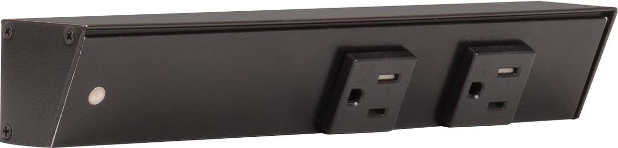 Task Lighting APT9-2B-P-BK-L 9" APT Series Slim Angle Power Strip, Left Entry, Black Finish, Black Receptacles