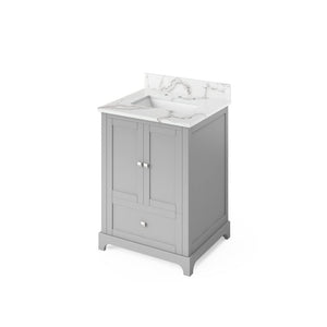 Jeffrey Alexander VKITADD24GRCQR 24" Grey Addington Vanity, Calacatta Vienna Quartz Vanity Top, undermount rectangle bowl