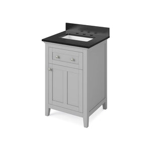 Jeffrey Alexander VKITCHA24GRBGR 24" Grey Chatham Vanity, Black Granite Vanity Top, undermount rectangle bowl