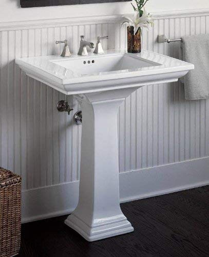 Kohler 2268-8-0 Memoirs Stately 30" pedestal bathroom sink with widespread faucet holes, White