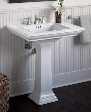 Kohler 2268-8-0 Memoirs Stately 30" pedestal bathroom sink with widespread faucet holes, White