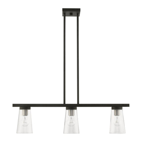Cityview 3 Light Linear Chandelier in Black with Brushed Nickel (46713-04)