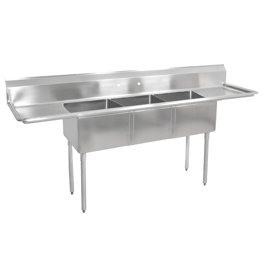 John Boos E3S8-1220-12T12 Three Compartment Sink w/ Two 12" Drainboards