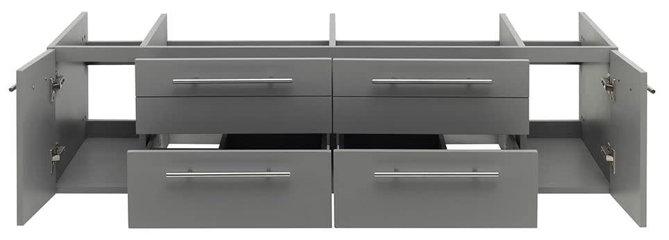 Fresca FCB6160RBL-VSL-D Fresca Lucera 60" Royal Blue Wall Hung Double Vessel Sink Modern Bathroom Cabinet