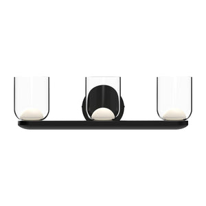 Kuzco VL52520-BK/CL CEDAR 20" VANITY TEXTURED BLACK CLEAR GLASS 120V ELV LED 3000K 90CRI 16W