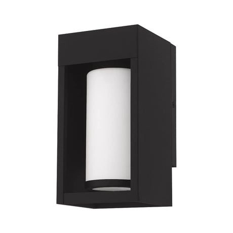 Livex Lighting 20981-04 Bleecker - One Light Outdoor Wall Lantern with Satin Opal White Glass, Choose Finish: Black Finish