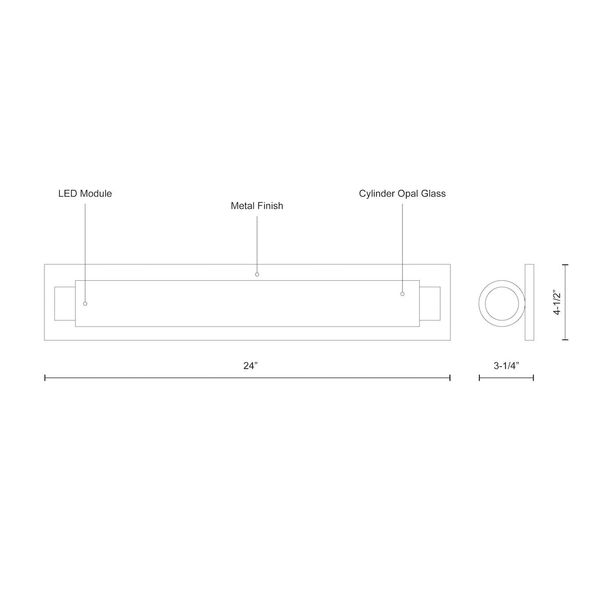 Kuzco VL7524-CH CHARLESTON 24" VL Chrome 120V ELV LED 3000K 90CRI 24W