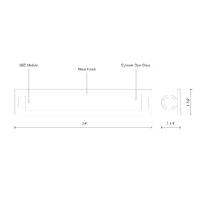 Kuzco VL7524-CH CHARLESTON 24" VL Chrome 120V ELV LED 3000K 90CRI 24W