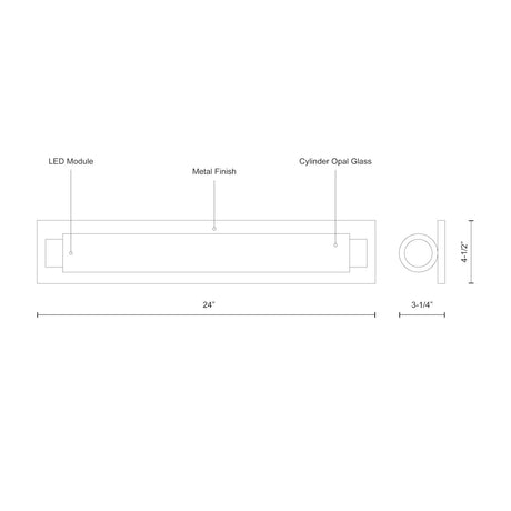 Kuzco VL7524-CH CHARLESTON 24" VL Chrome 120V ELV LED 3000K 90CRI 24W