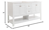 Fresca FCB2360WH-D Fresca Manchester 60" White Traditional Double Sink Bathroom Cabinet