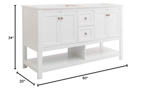 Fresca FCB2360WH-D Fresca Manchester 60" White Traditional Double Sink Bathroom Cabinet