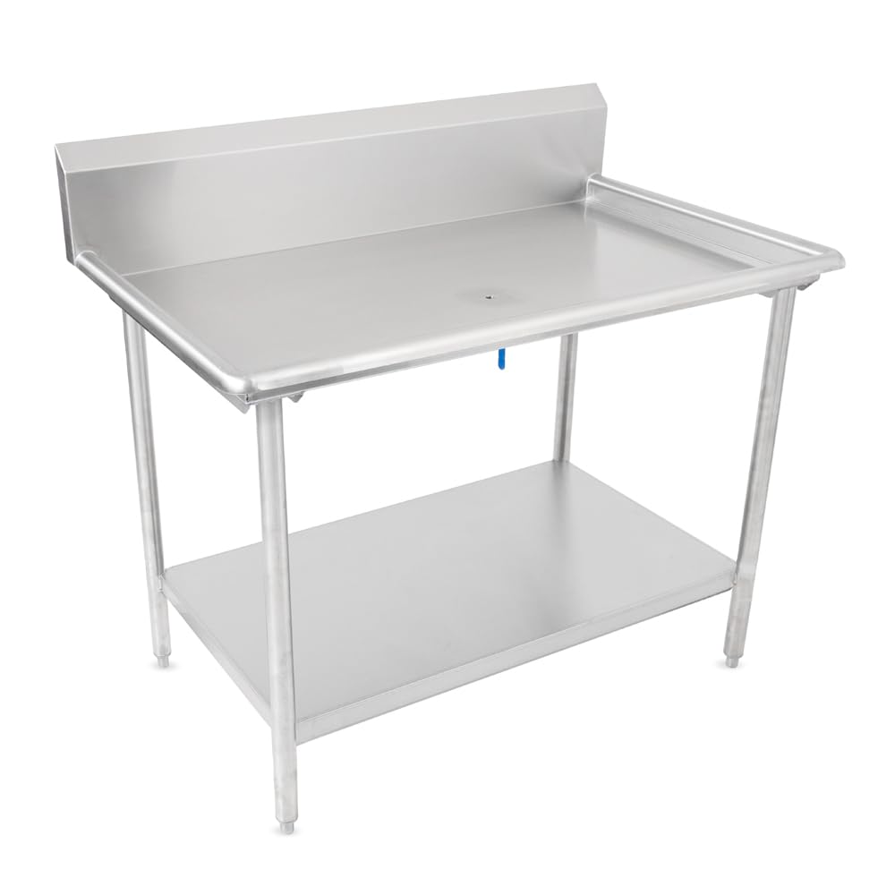 John Boos DST6R10-3049SSW Dish Sorting Tables, 10" Rear Riser Top, Fixed Stainless Steel Undershelf, Bullet Feet, 16GA Top