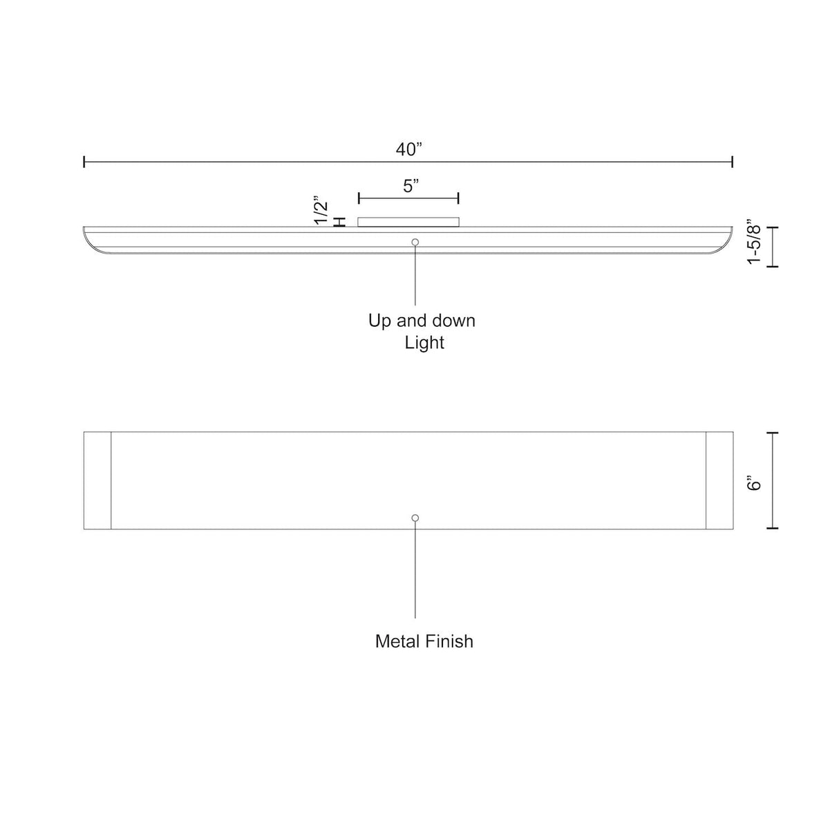 Kuzco EW27140-GH PLATEAU 40" EW Graphite 120V TRIAC/ELV LED 3000K 90CRI 50W