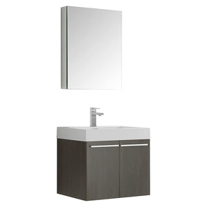 Fresca FVN8058GO Fresca Alto 23" Gray Oak Wall Hung Modern Bathroom Vanity w/ Medicine Cabinet